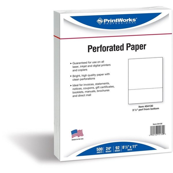Printworks Paper, Perf'D, 3-1/2, Bot, 24# Pk PRB04130